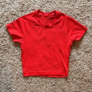 Lululemon Swiftly Tech Cropped Short Sleeve in Hot Heat